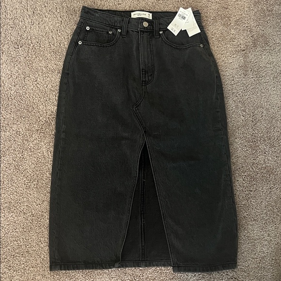 Abercrombie Black Denim Midi Skirt - Picture 1 of 3